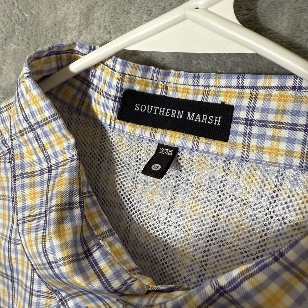 Southern Marsh Men Shirt XL Fieldtec Fishing Outdoor Vented Button Yellow Purple